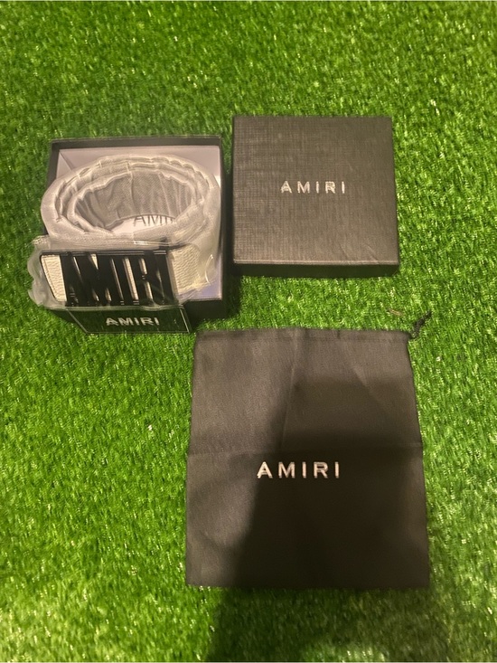 AMIRI Other - AMIRI White Leather Belt with Black AMIRI Logo Buckle
